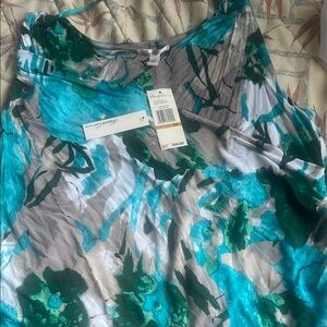Floral Sleeveless Top in Blue and Green